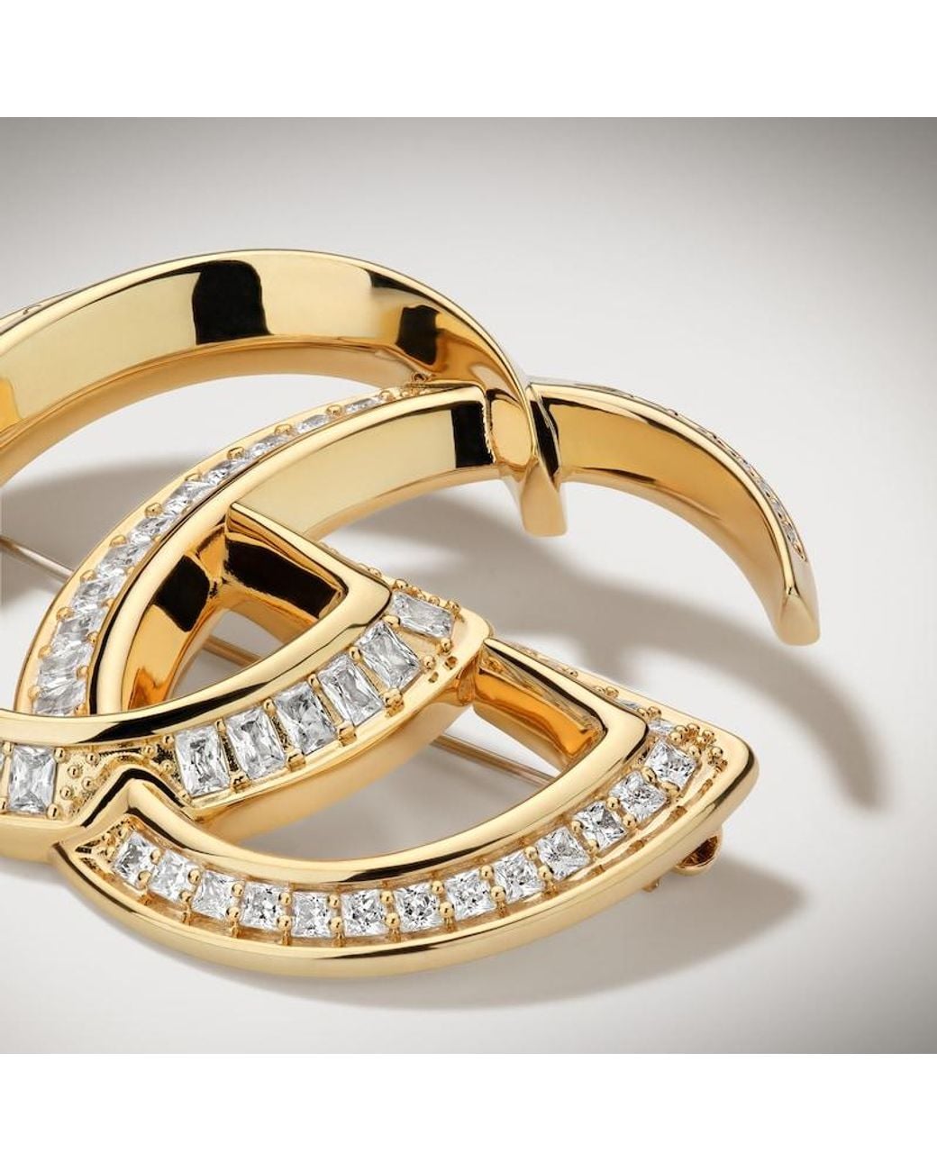 Gucci Metallic Gg Marmont Crystal Brooch