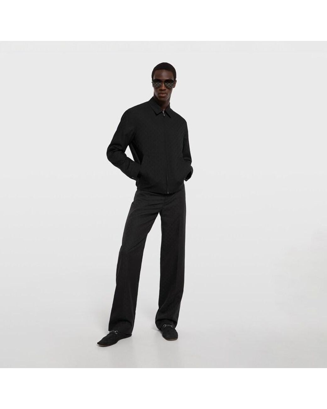 Gucci Black Gg Wool Zip Jacket for men