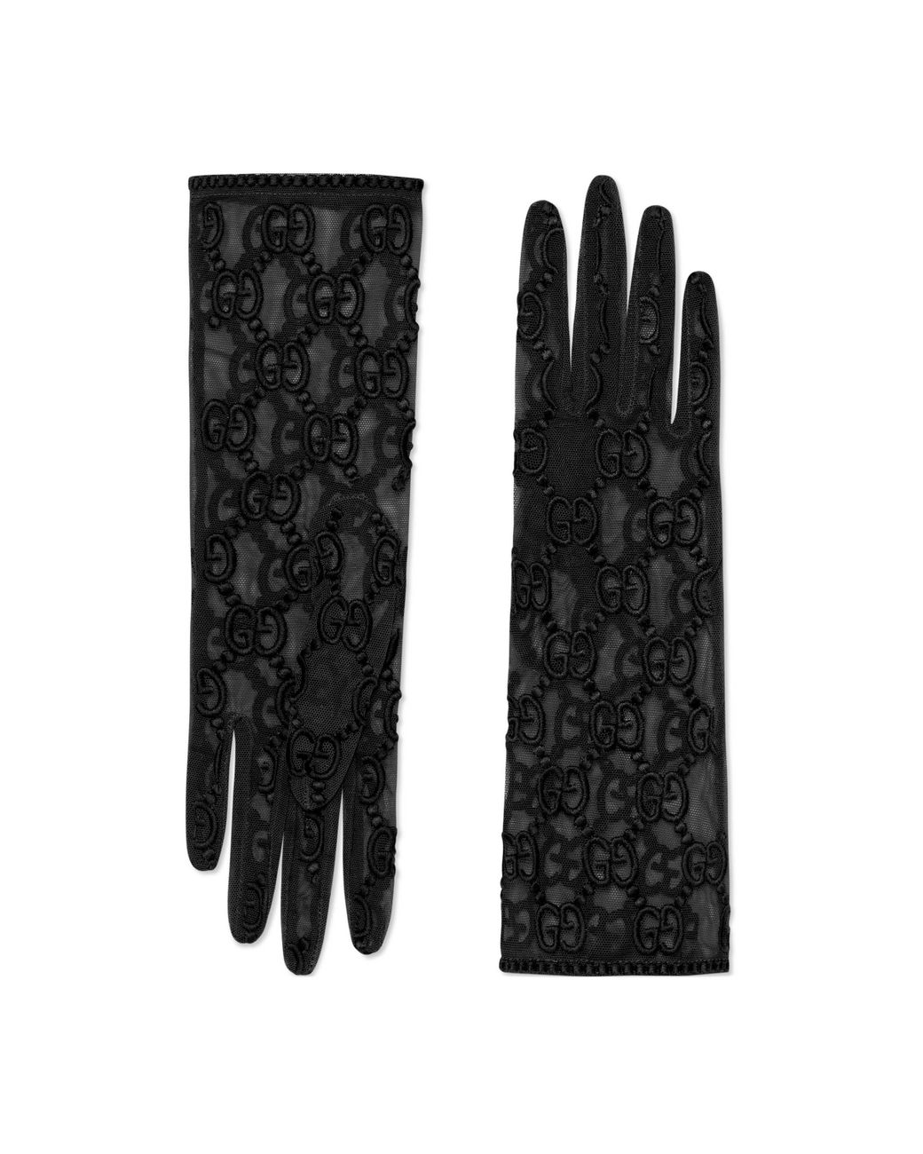 Gucci Tulle Gloves With GG Motif in Black - Lyst