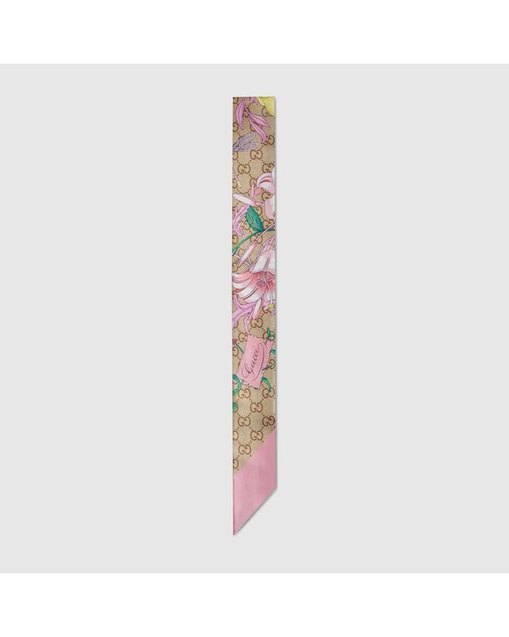 Gucci Pink Printed Silk Ribbon