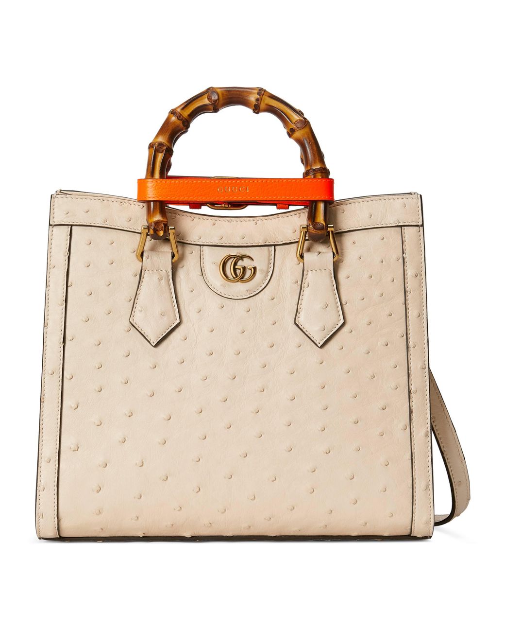 Gucci Diana Small Ostrich Tote Bag in Natural Lyst