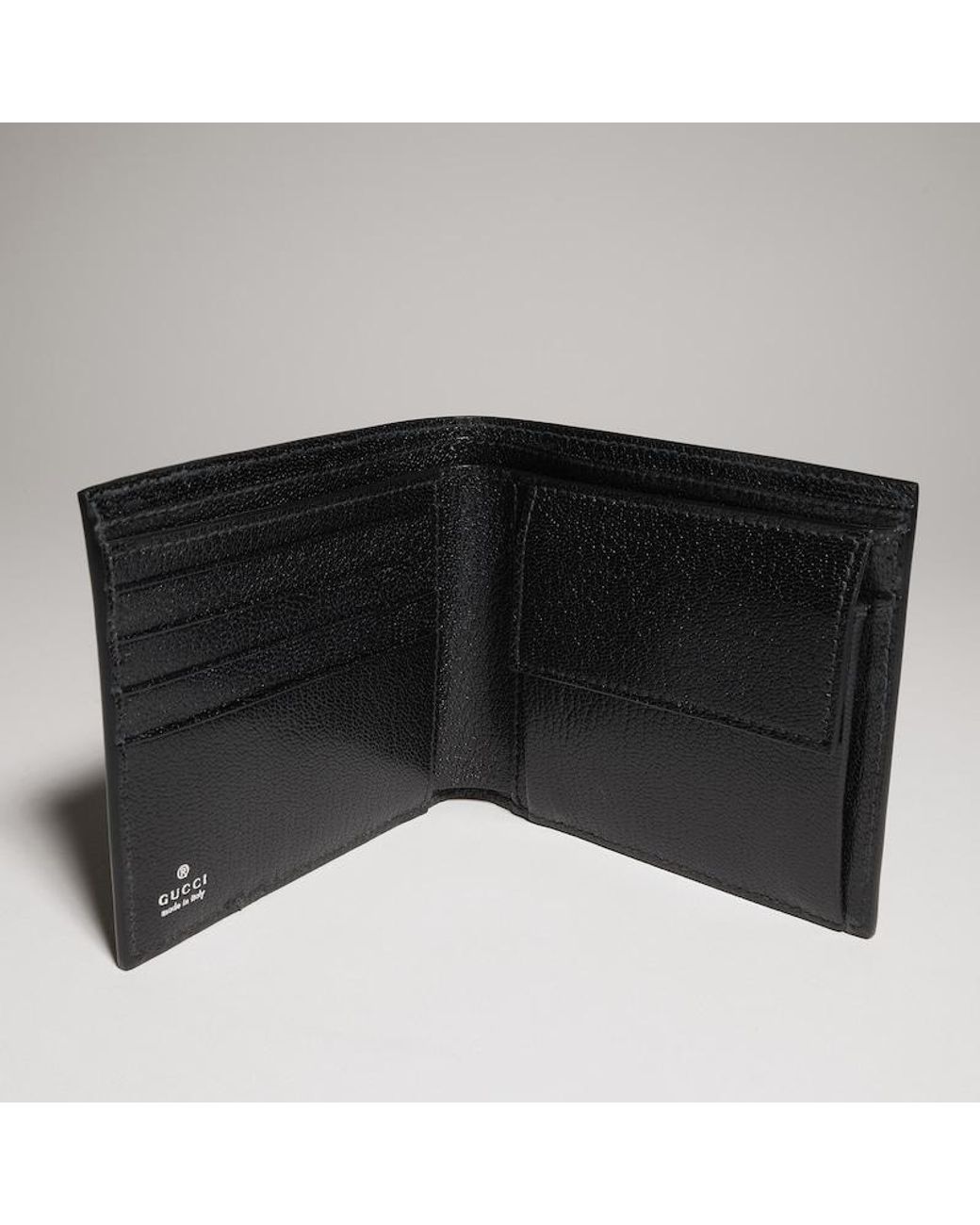 Gucci Black Bi-Fold Wallet With Web Card Slots for men