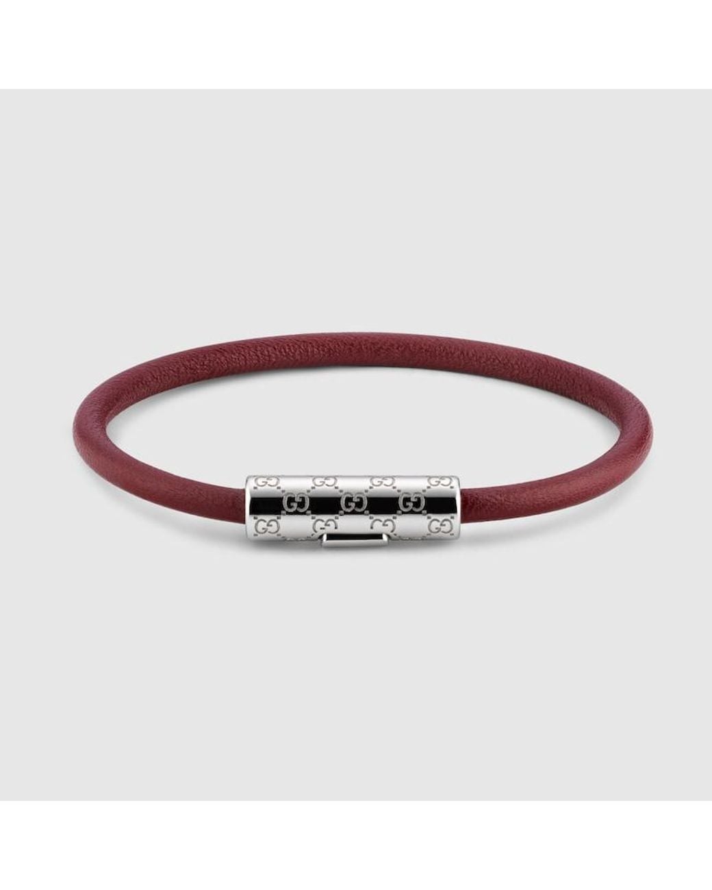 Gucci Red Bracelet With Gg Detail Leather