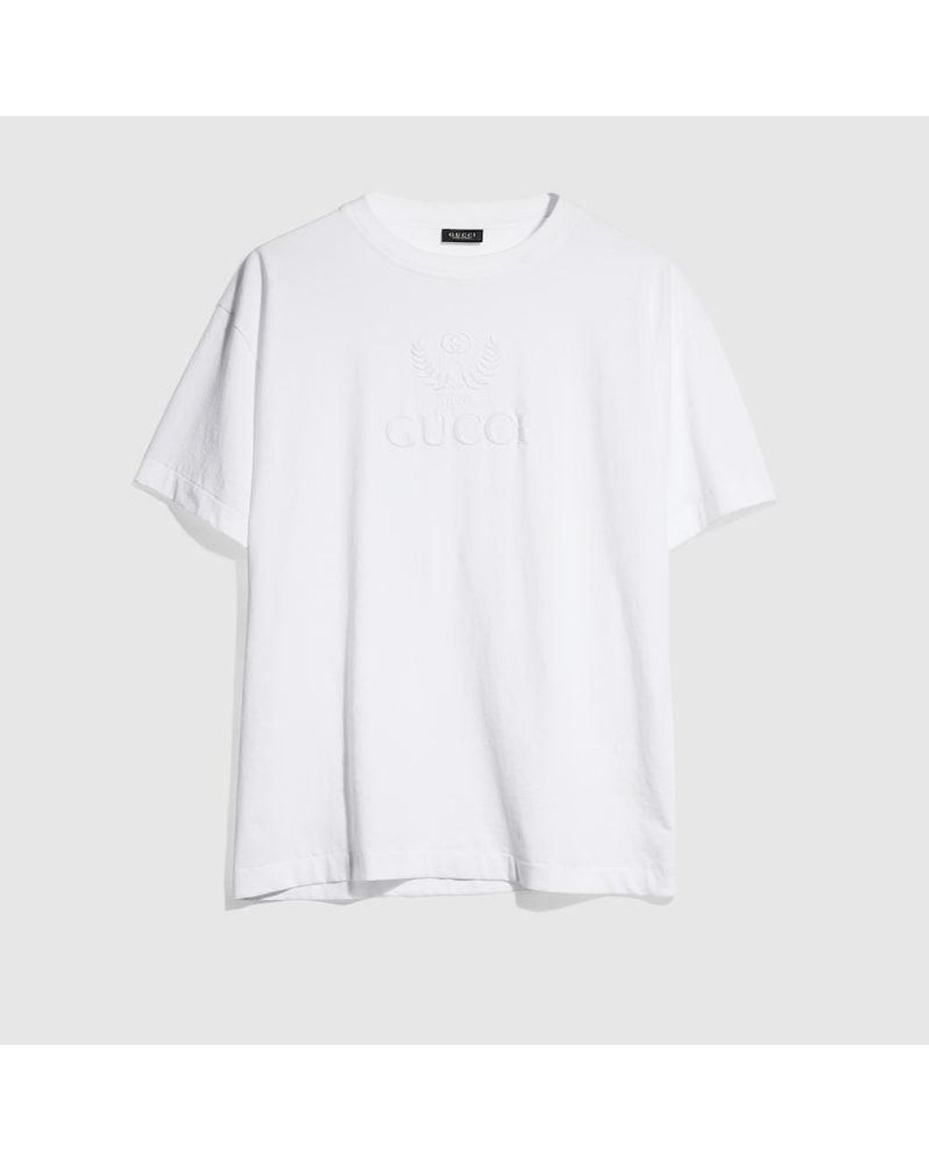 Gucci White Cotton Jersey T-Shirt With Embroidery for men