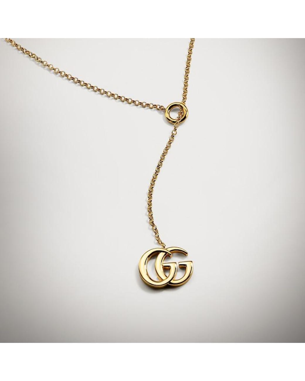 Gucci Metallic Gg Marmont Lariat Necklace