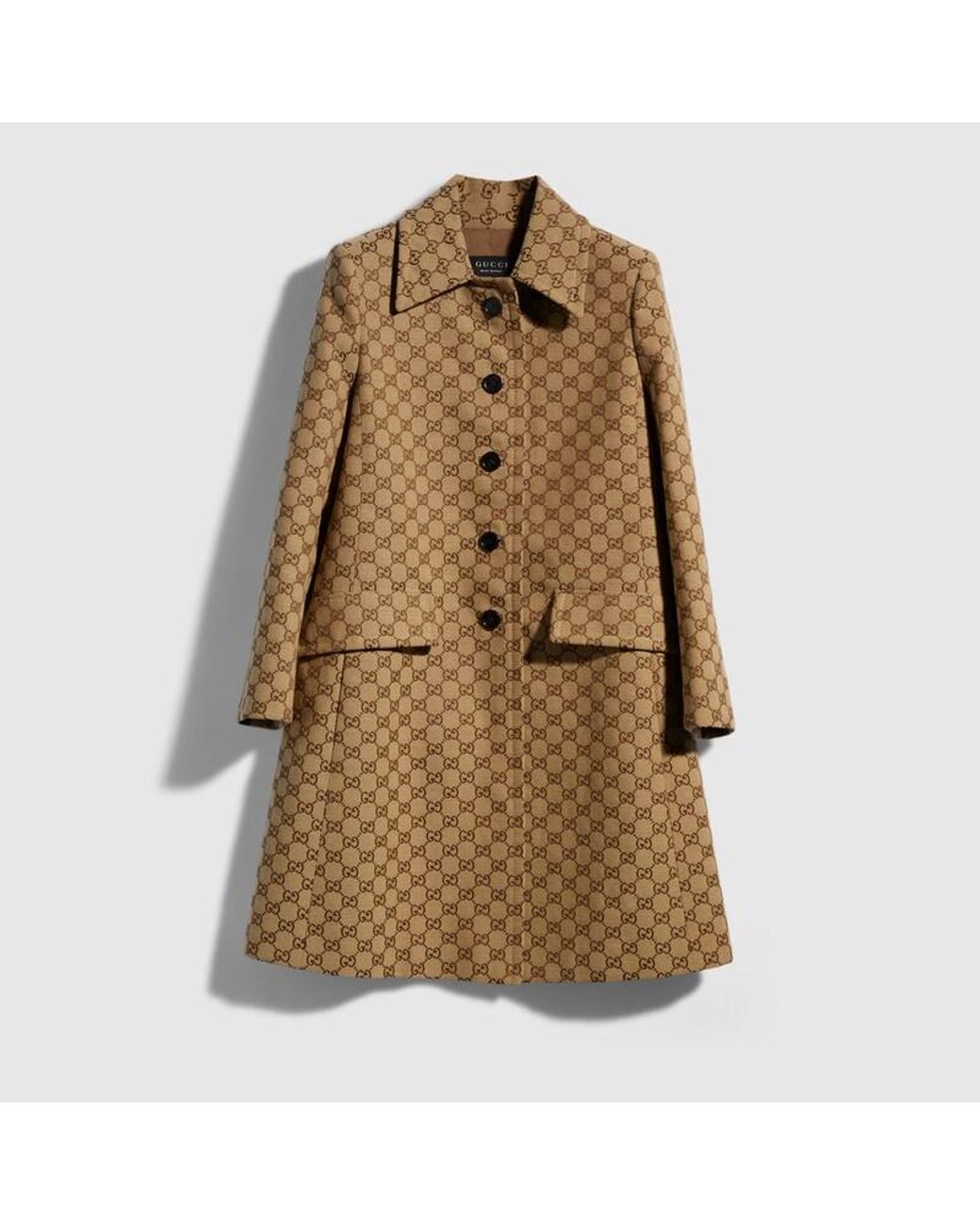 Gucci Natural Gg Cotton Canvas Coat