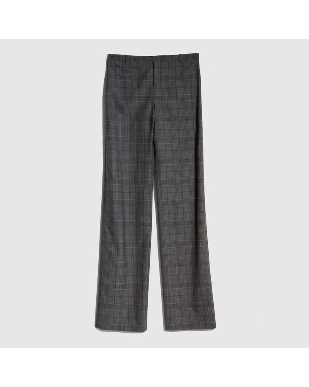 Gucci Gray Checked Fine Wool Pants