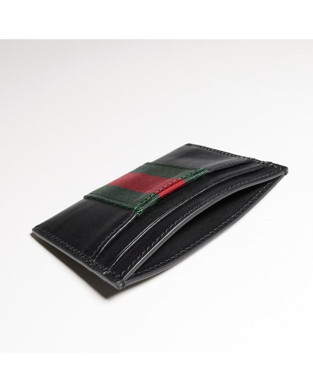 Gucci Black "Web Trademark" Cards Holder for men