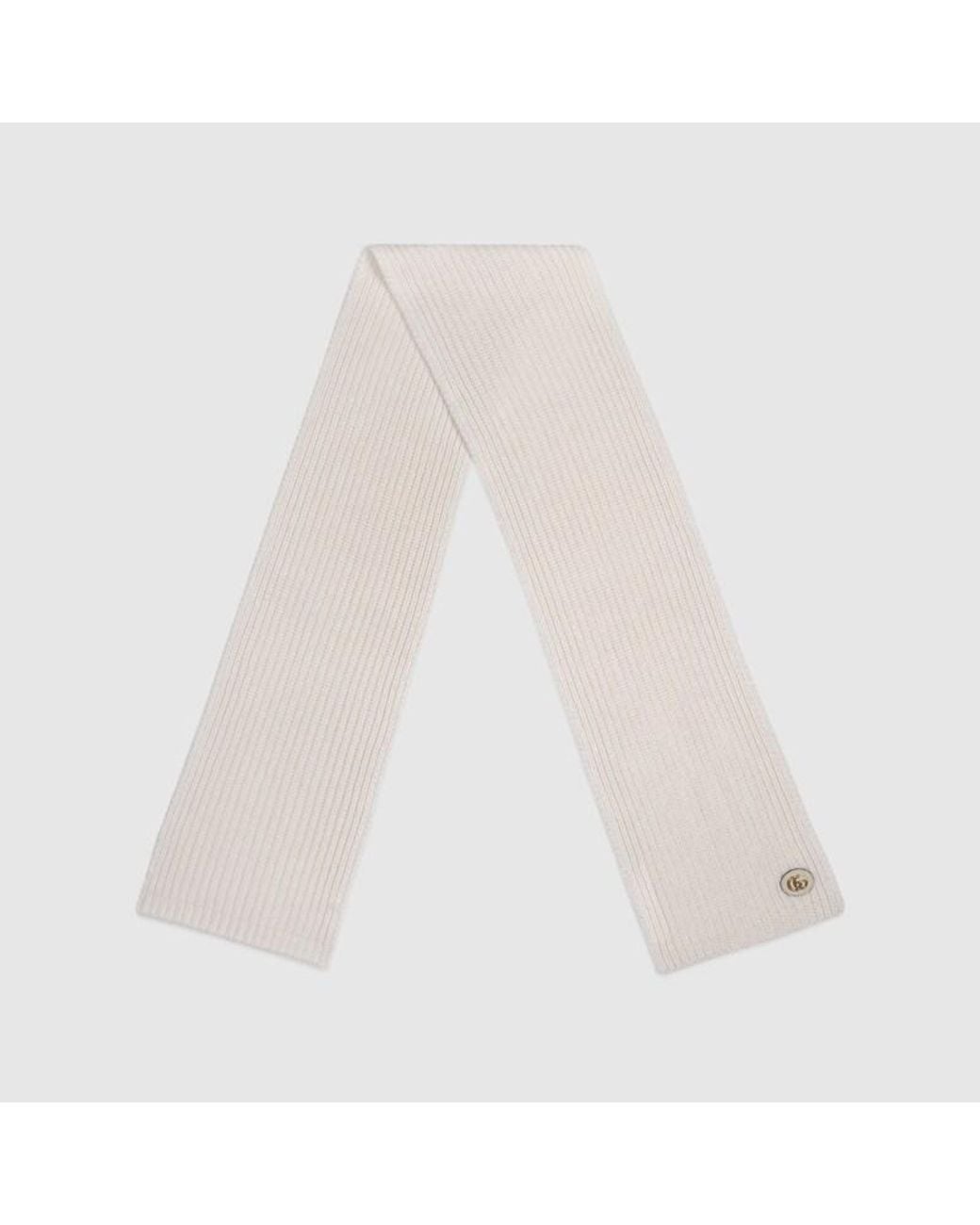 Gucci White Schal Aus Wolle Und Kaschmir Mit Doppel G
