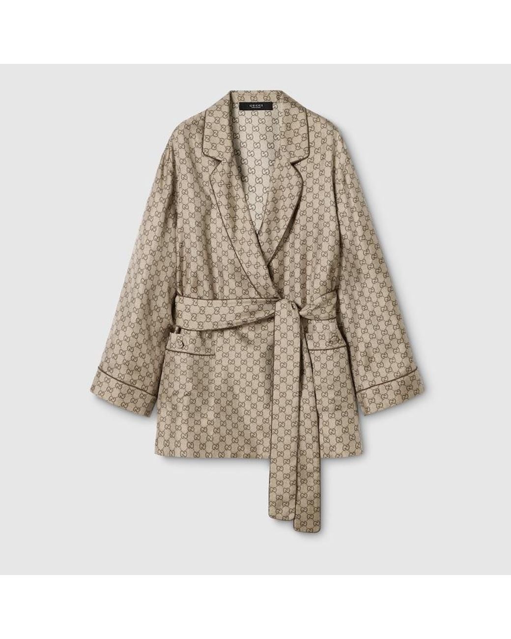 Gucci Natural Printed Silk Twill Shirt