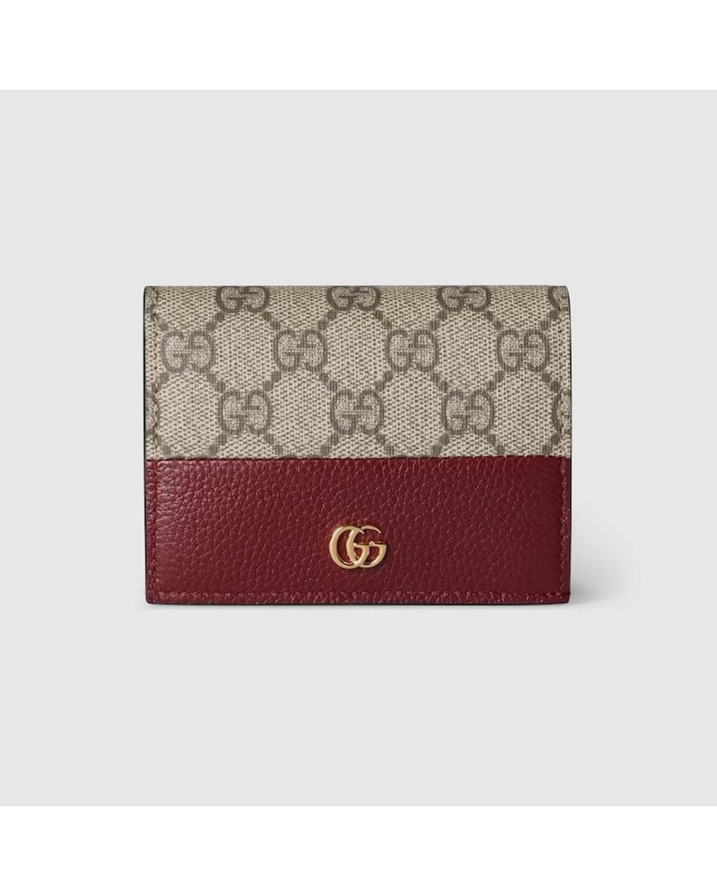 Gucci Red Gg Marmont Bi-Color Mini Wallet