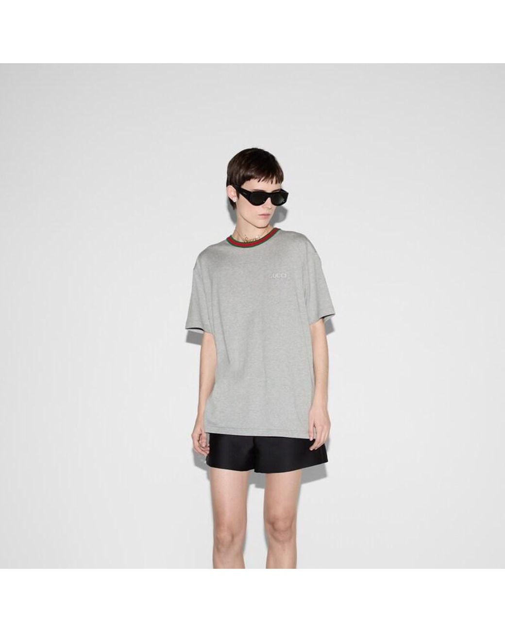 Gucci Gray Jersey T-Shirt With Web
