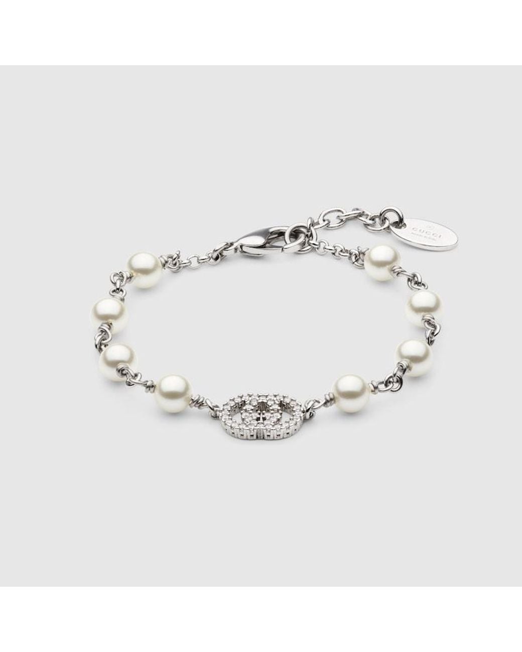 Gucci Metallic Pearl And Crystal Charm Bracelet