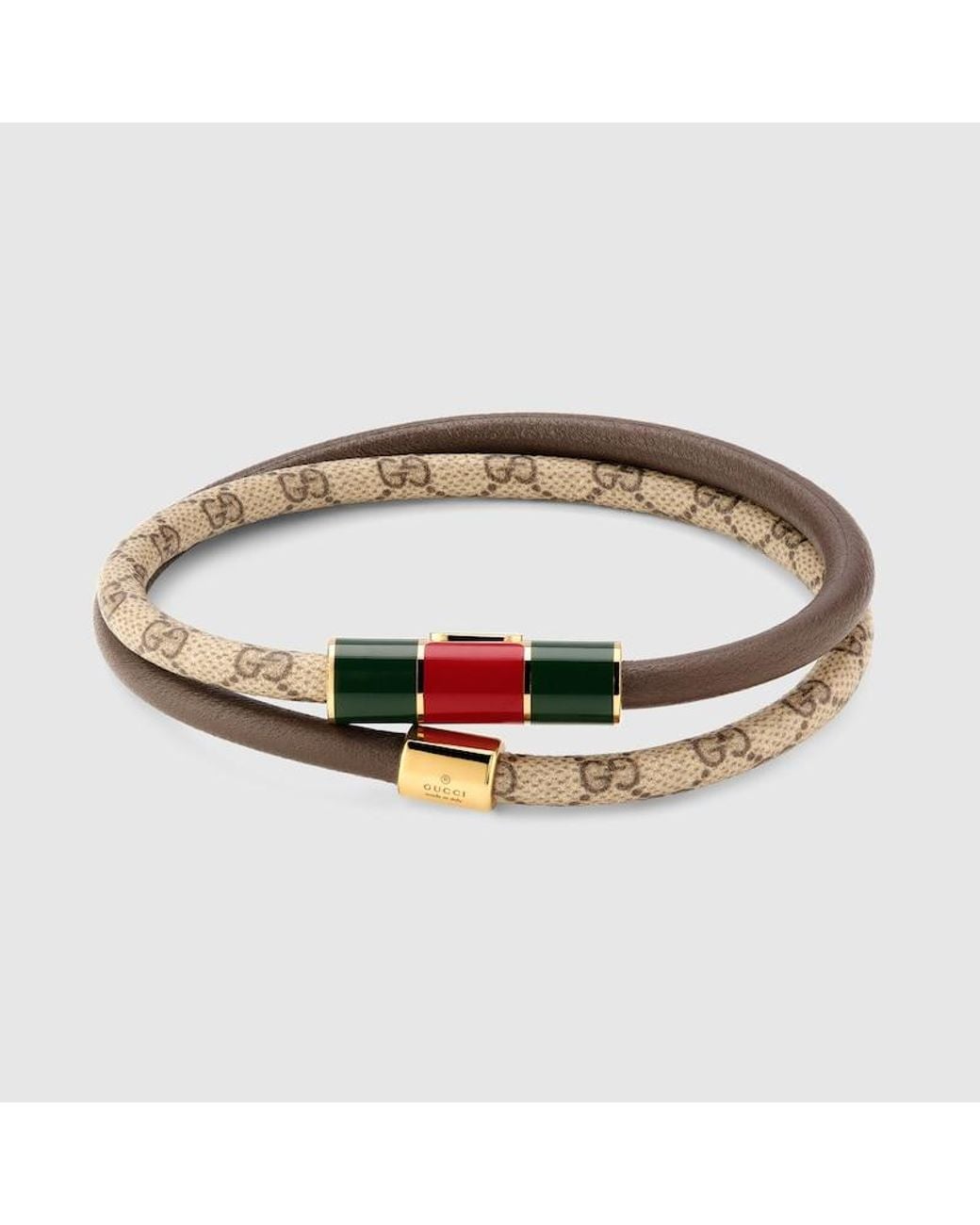 Gucci Metallic Wrap Bracelet With Enamel Web Tag
