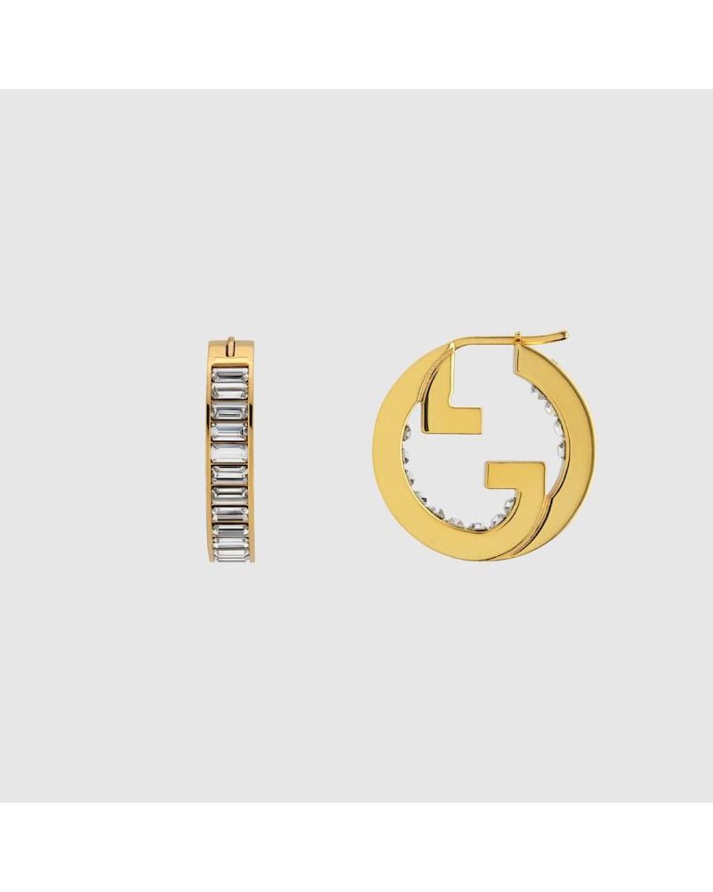 Gucci Metallic Blondie Crystal Hoop Earrings