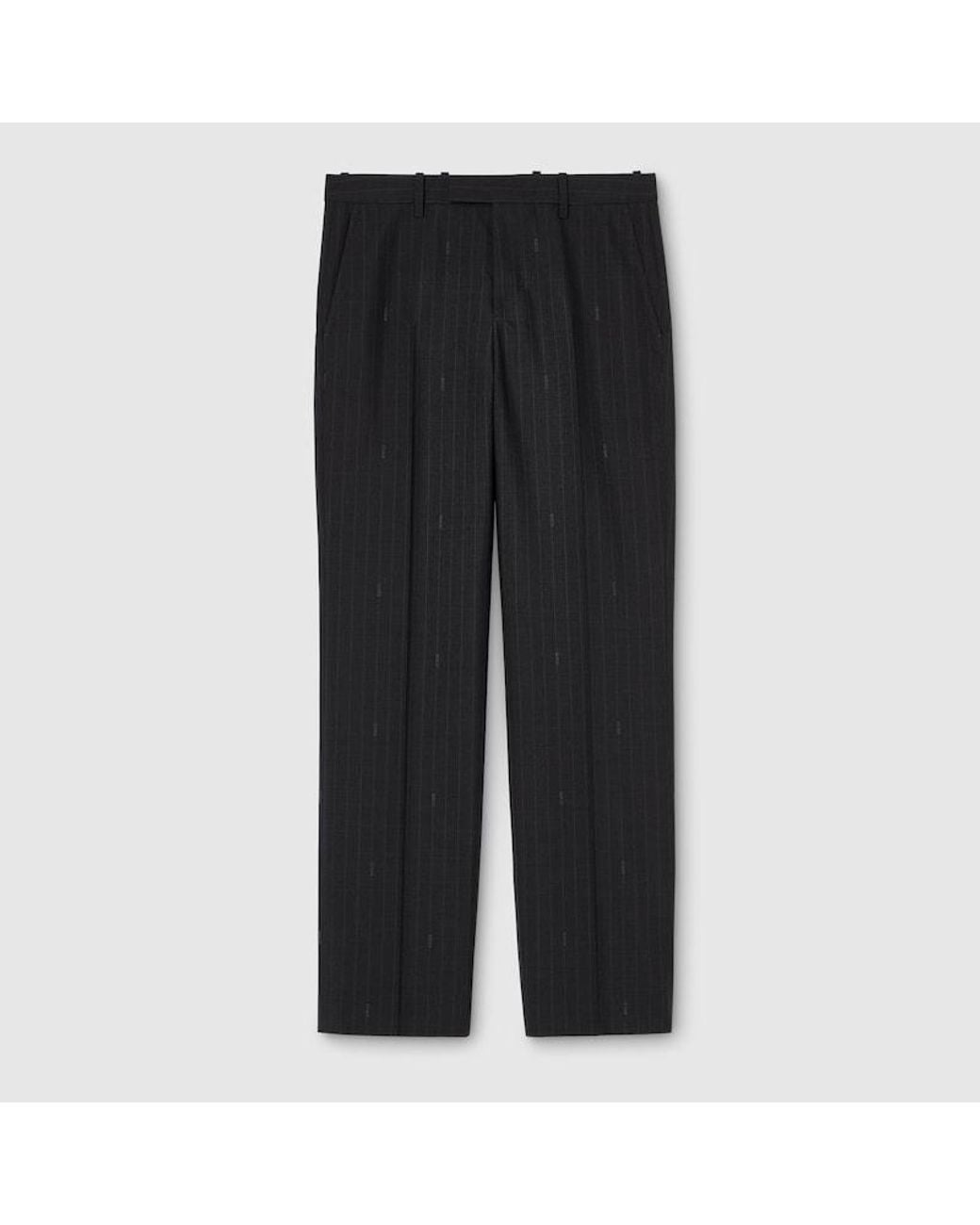 Gucci Black Pinstripe Wool Pants for men