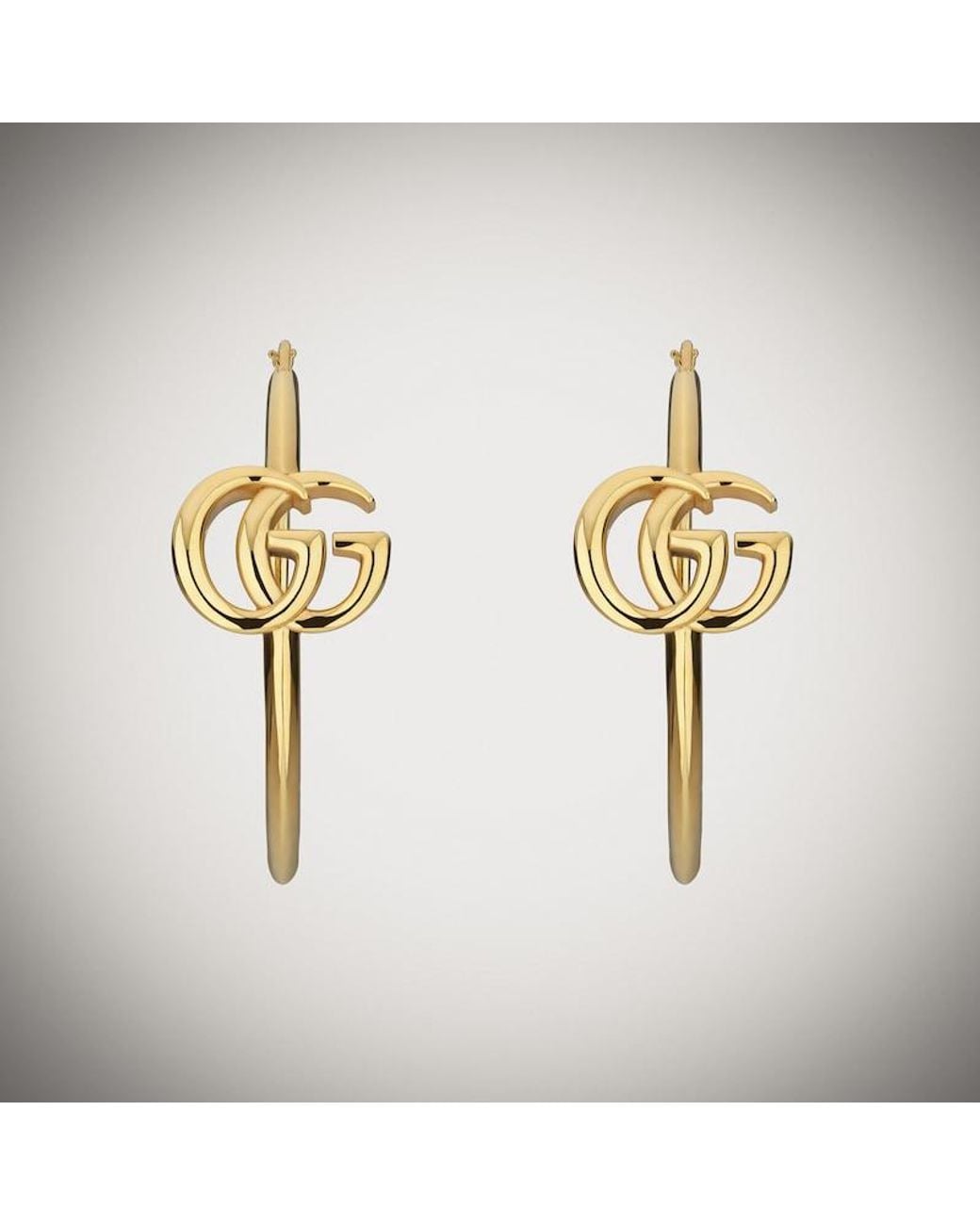 Gucci Metallic Gg Marmont Hoop Earrings