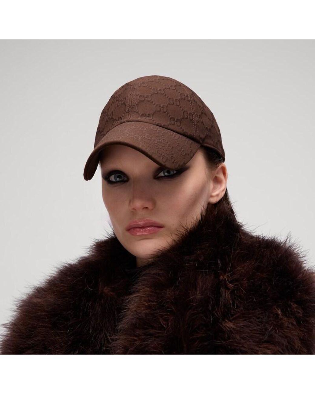 Gucci Brown Embossed Gg Jersey Baseball Hat