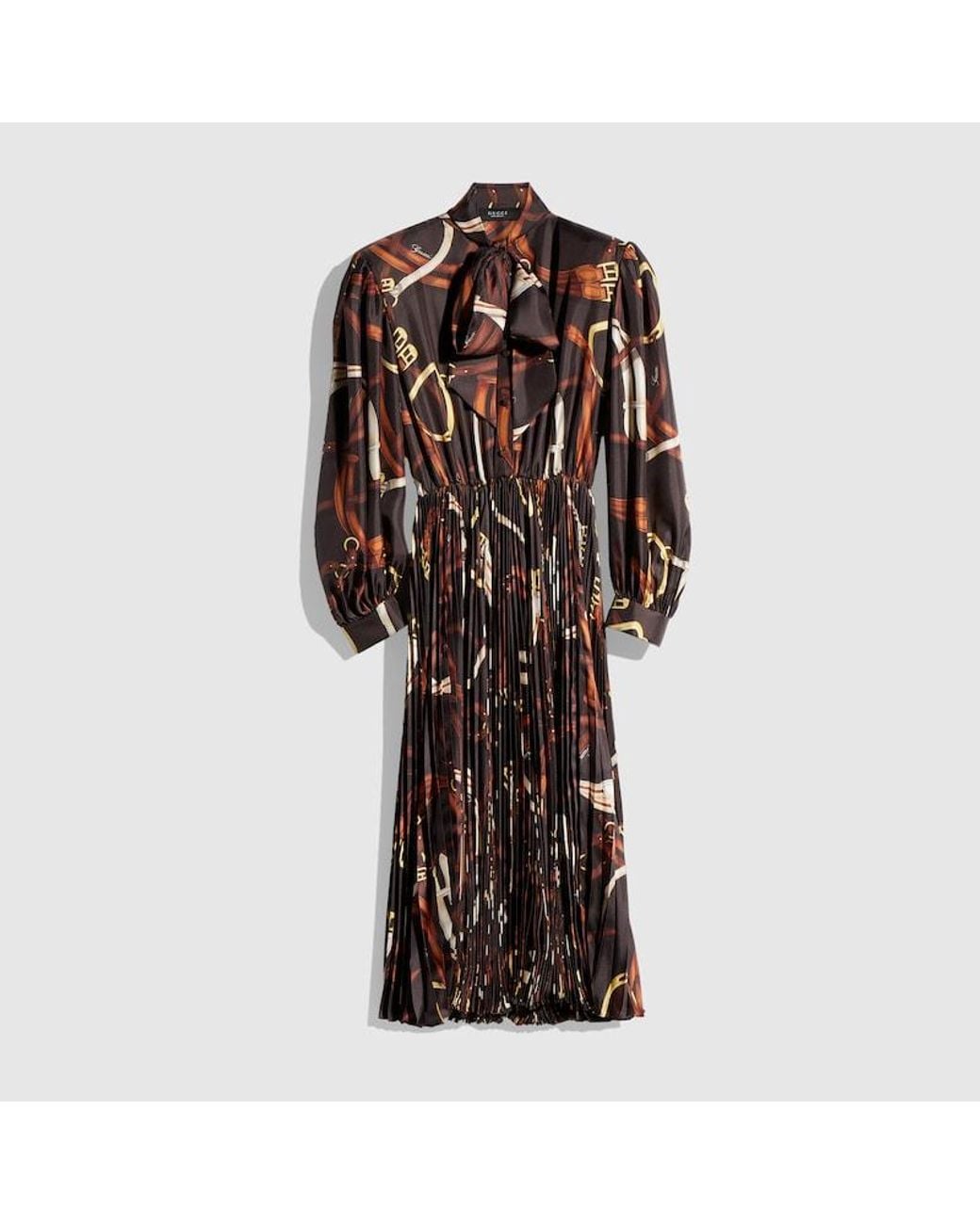 Gucci Brown Printed Silk Twill Chemisier Dress