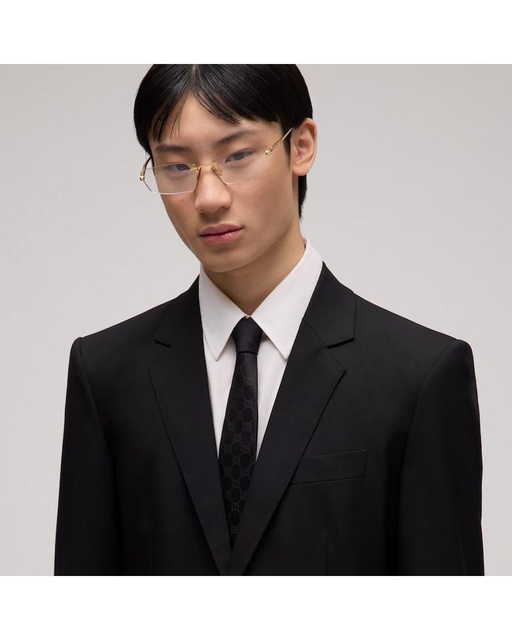 Gucci Black Gg Silk Jacquard Tie for men