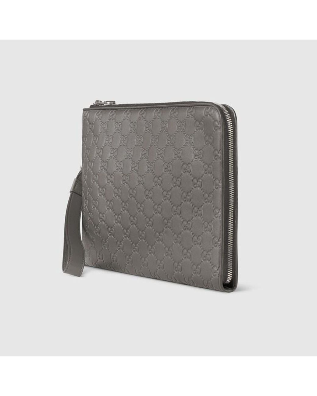 Gucci Gray Gg Emblem Medium Pouch for men