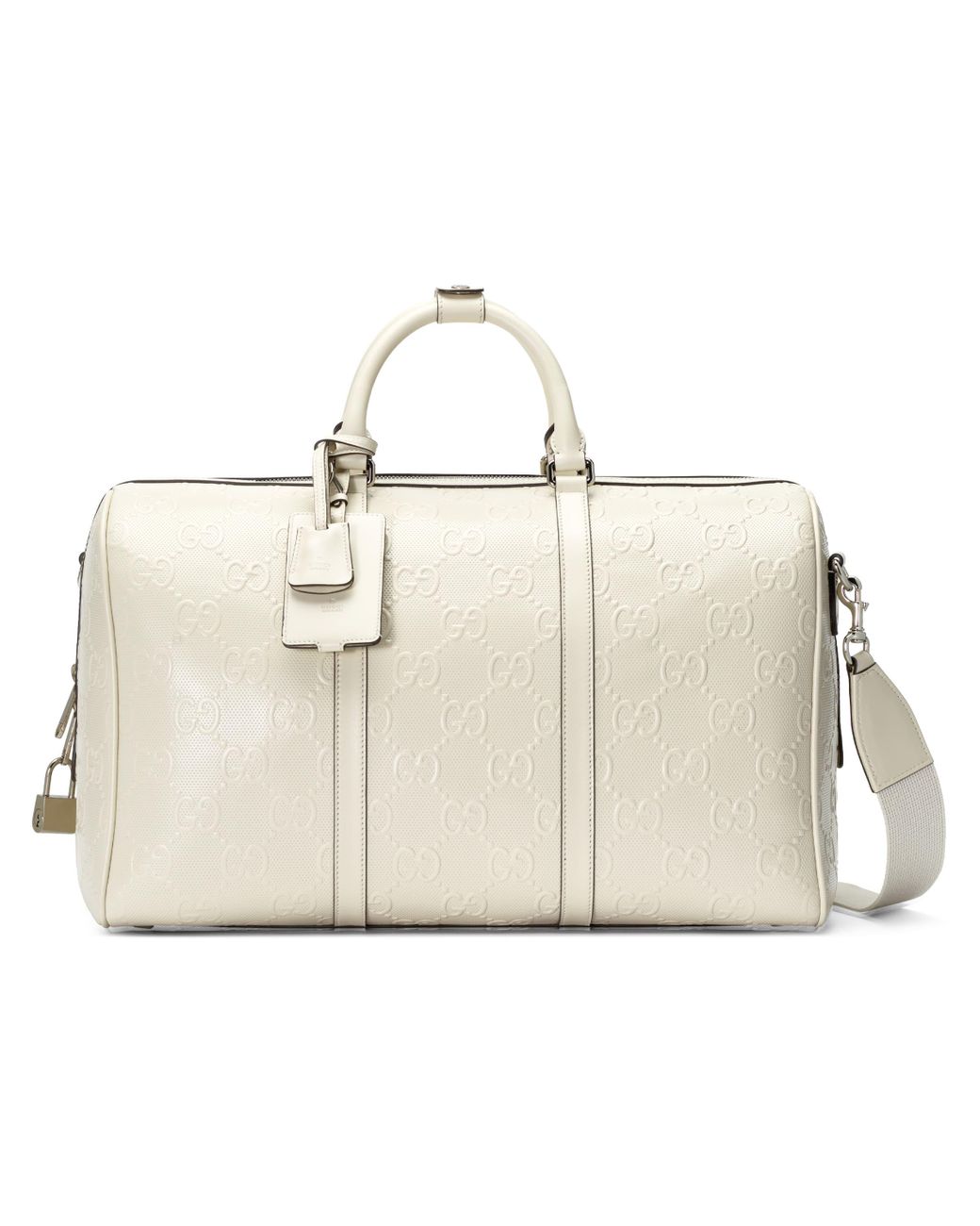 Gucci men's gg online embossed leather duffle bag