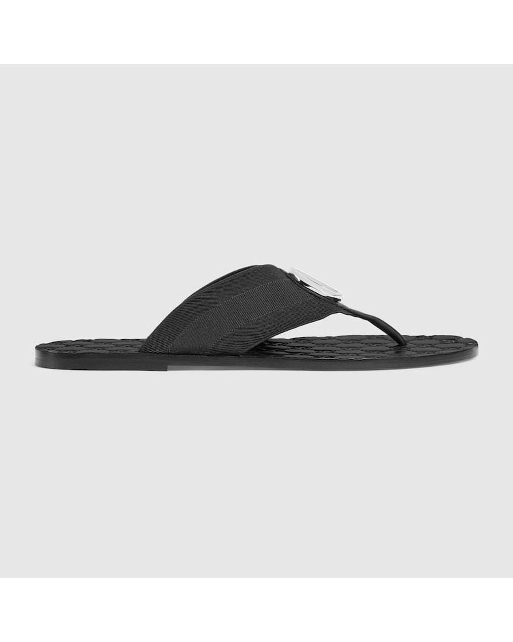 Gucci Black Riviera Thong Sandal, Fabric for men