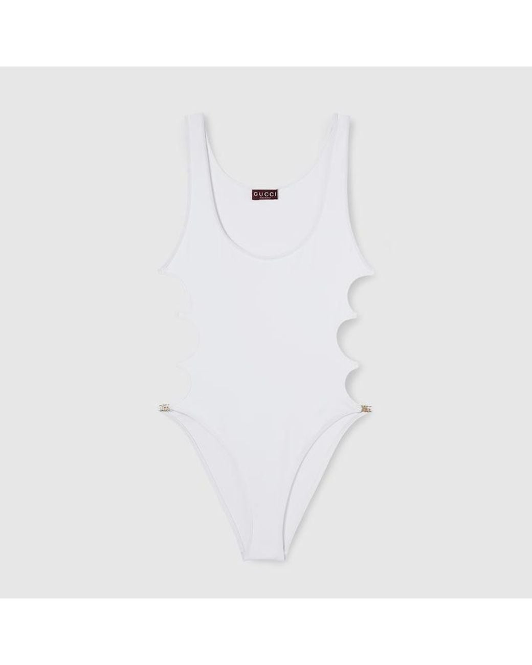 Gucci White Sparkling Stretch Jersey Swimsuit