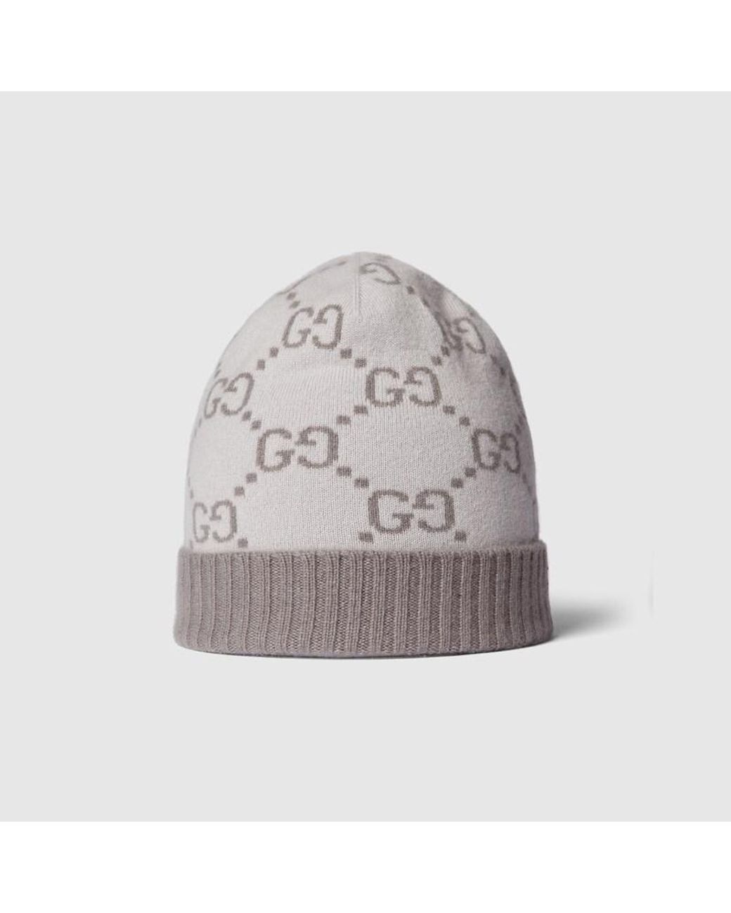 Gucci Gray Gg Cashmere Jacquard Hat