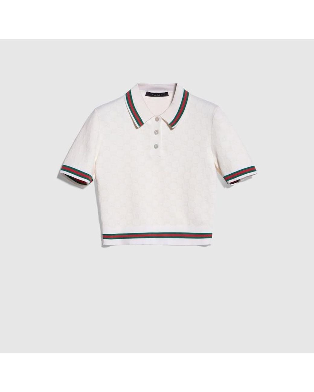 Gucci White Gg Extra Fine Cotton Jacquard Polo Shirt