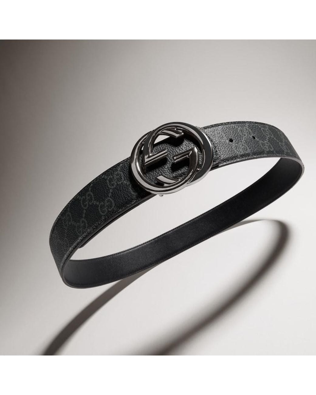 Gucci Black Reversible Belt With Interlocking G Buckle, Size 100 for men