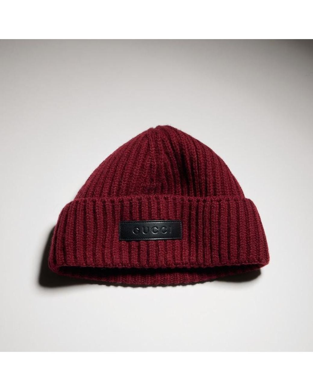 Gucci Red Ribbed Wool Cashmere Hat