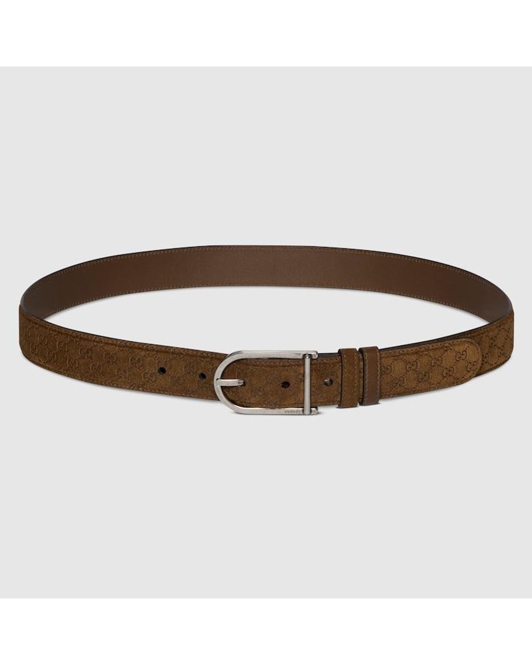 Gucci Brown Reversible Belt With Rounded Buckle, Size 80 for men