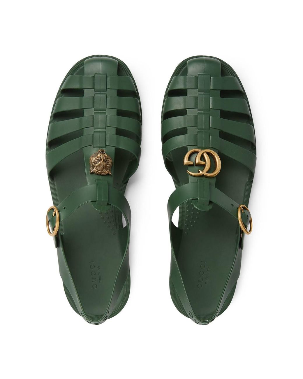 Gucci Rubber Buckle Strap Sandal in Green for Men