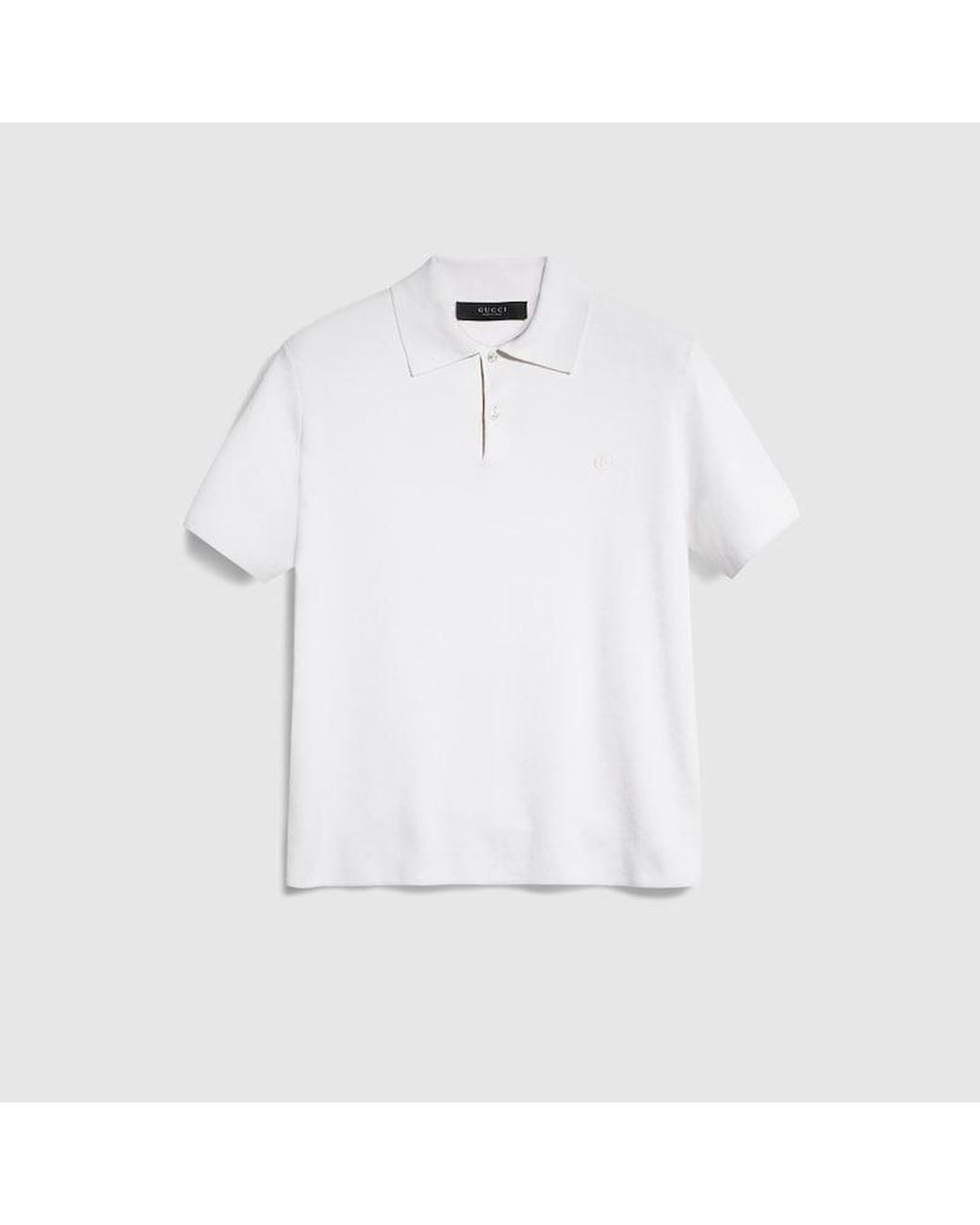 Gucci White Silk Cotton Polo Shirt With Embroidery for men
