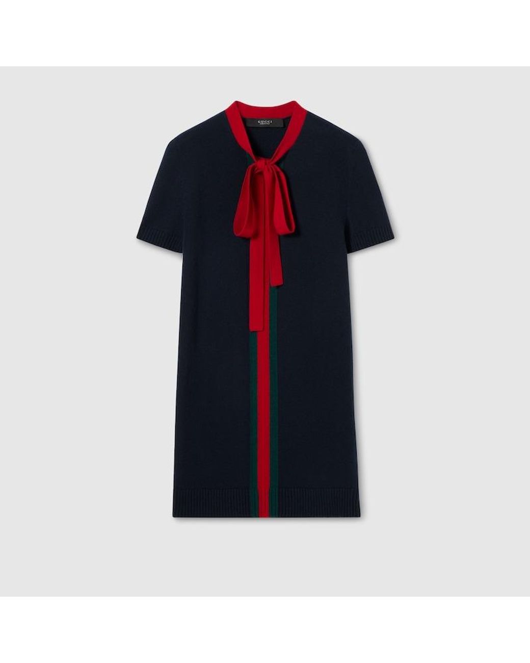 Gucci Black Knit Wool Cashmere Dress With Web