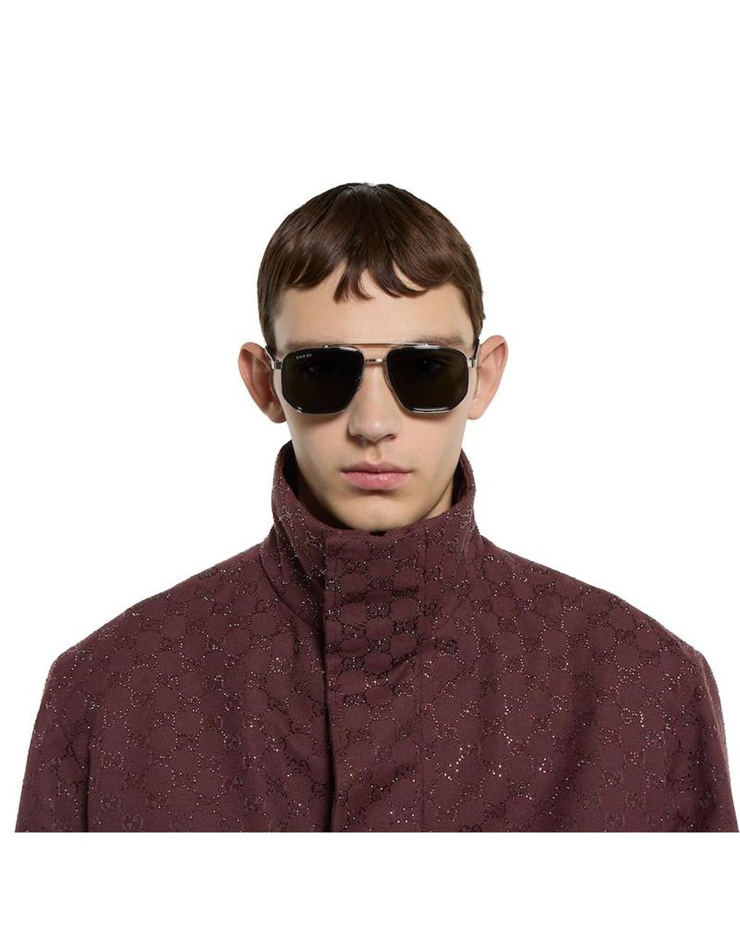 Gucci Brown Navigator Frame Sunglasses for men