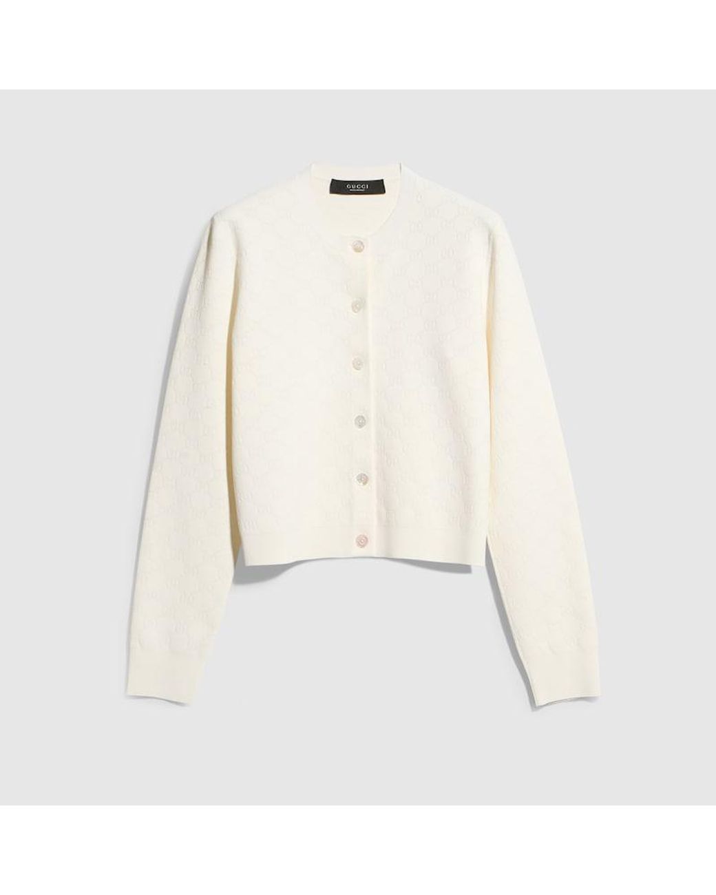 Gucci Natural Gg Fine Viscose Jacquard Cardigan