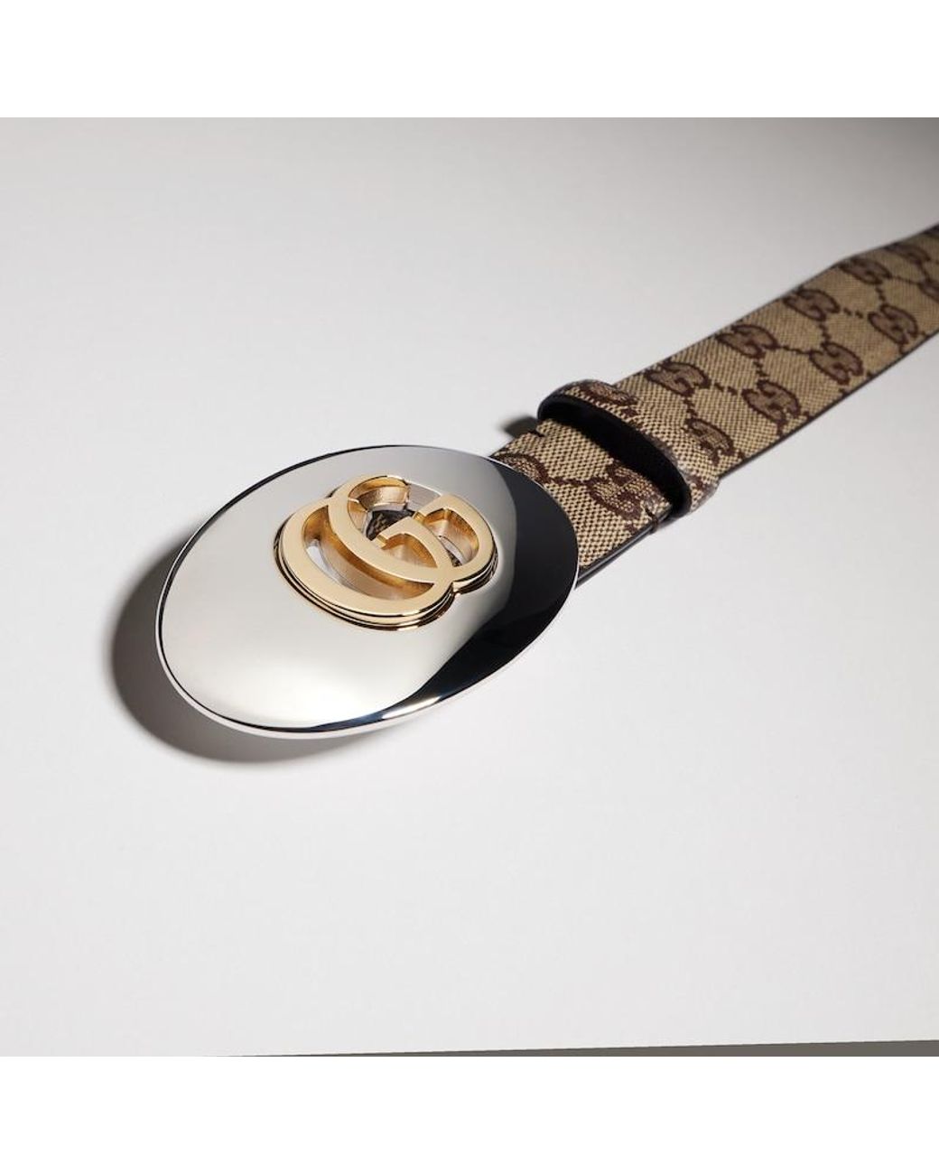 Gucci Brown Belt With Double G Plaque Buckle, Size 105