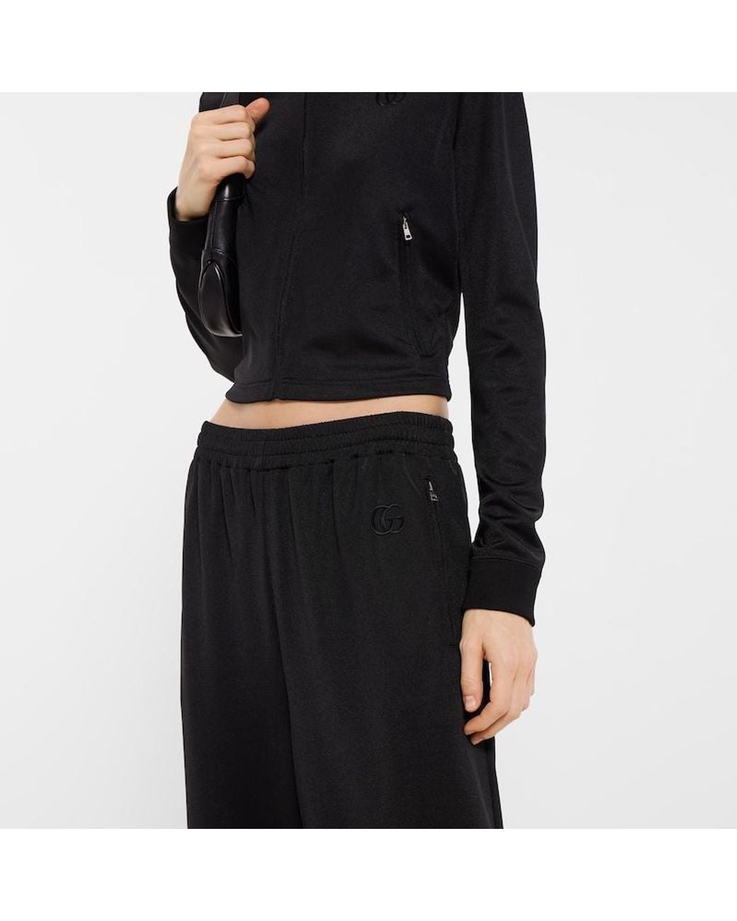 Gucci Black Jersey Leisure Pants With Embroidery, Ready-To-Wear