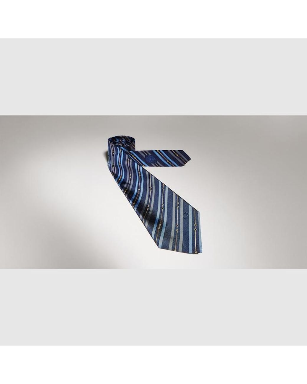 Gucci Blue Horsebit Interlocking G Silk Tie for men