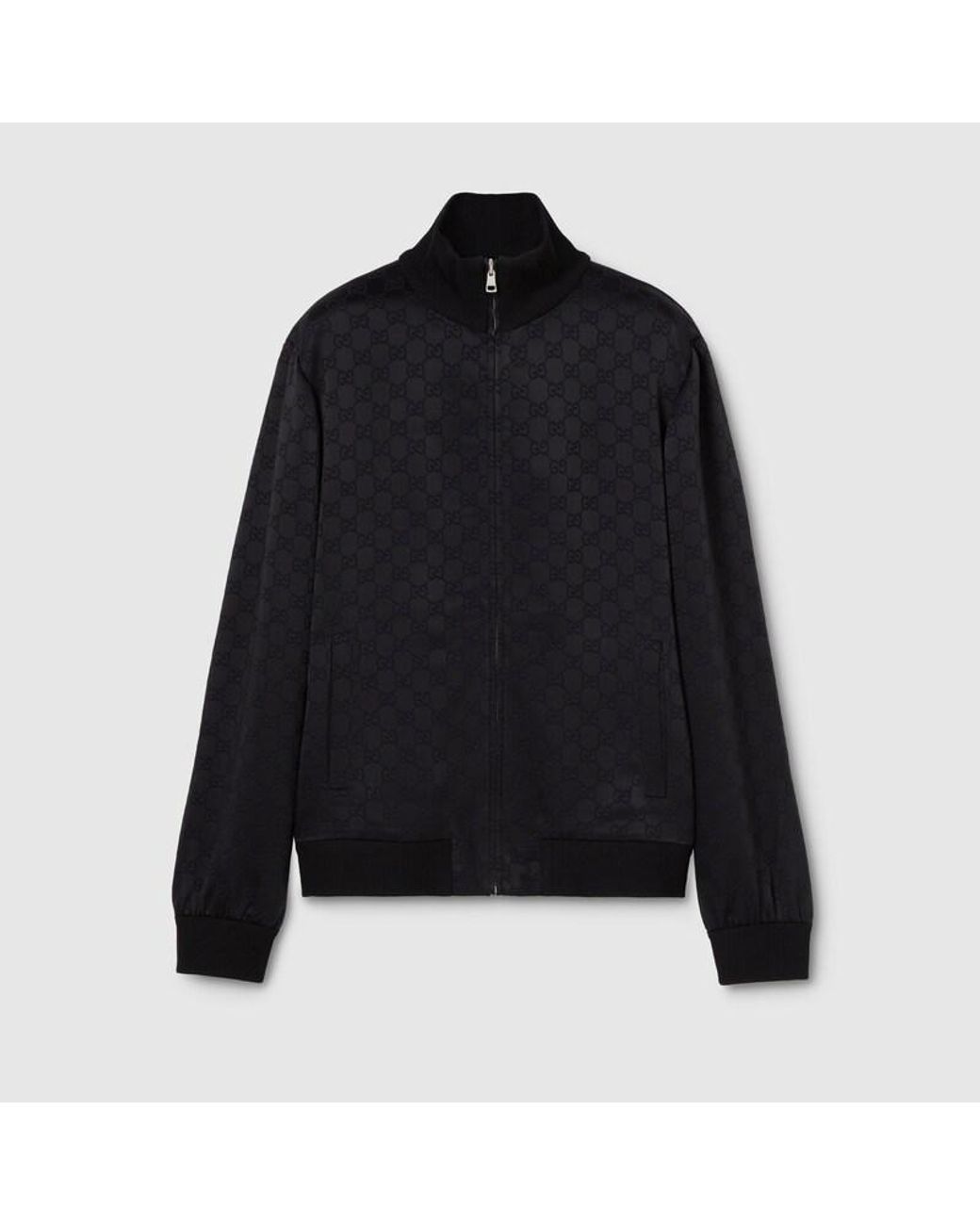 Gucci Black Gg Jacquard Zip Jacket