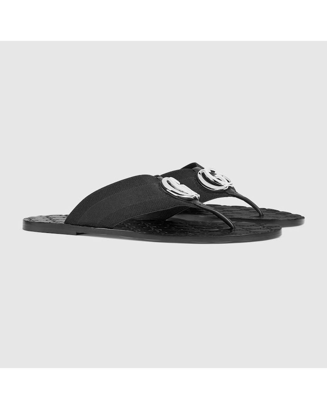 Gucci Black Riviera Thong Sandal, Fabric for men