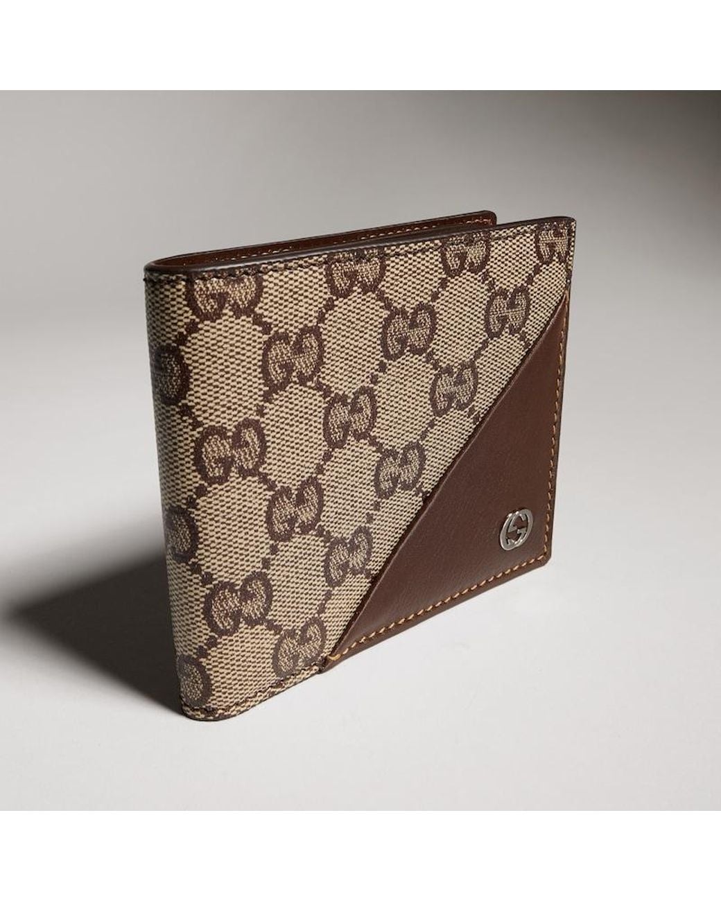 Gucci Brown Bi-Fold Wallet With Interlocking G, Gg Canvas for men