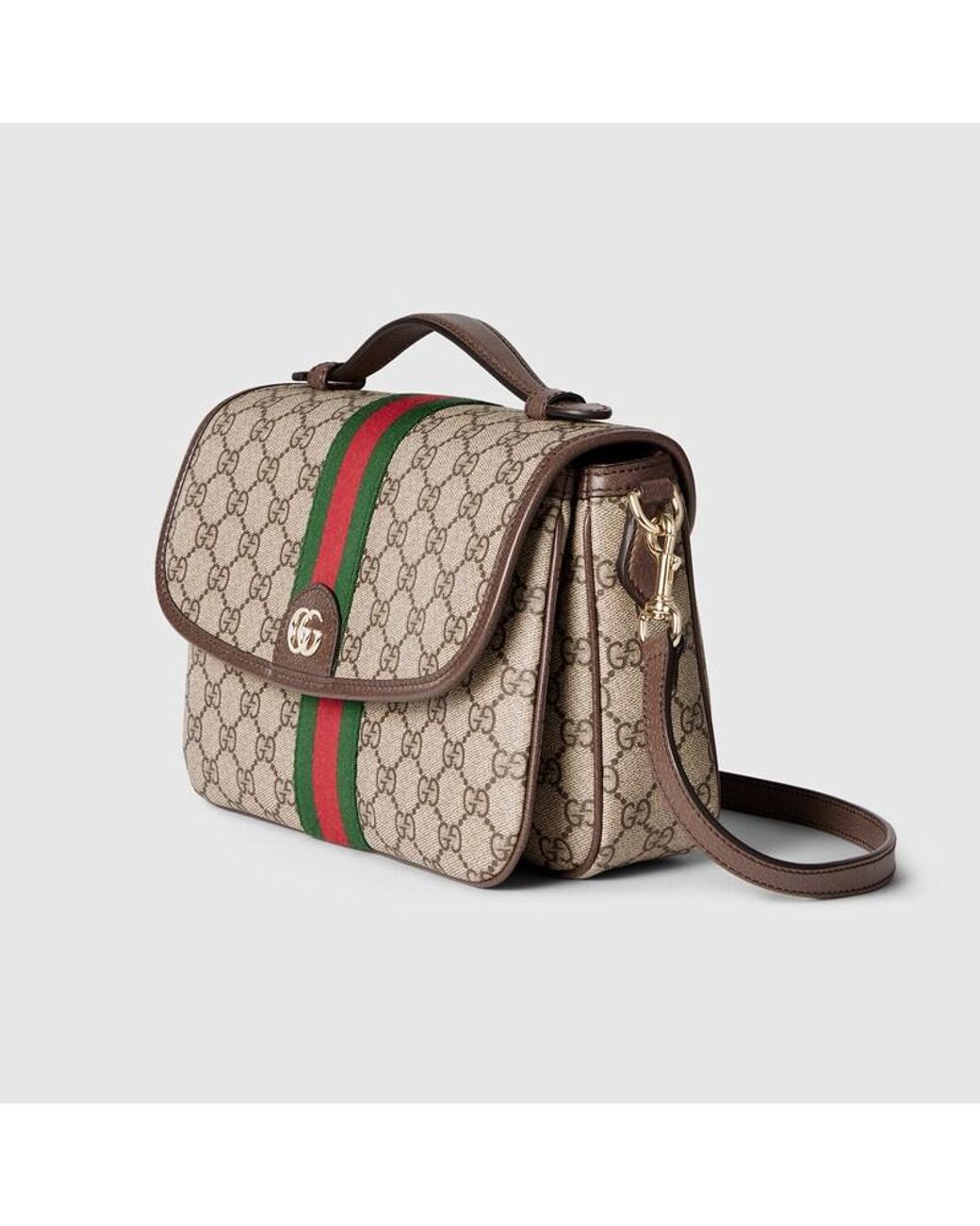 Gucci Brown Ophidia Medium Top Handle Bag
