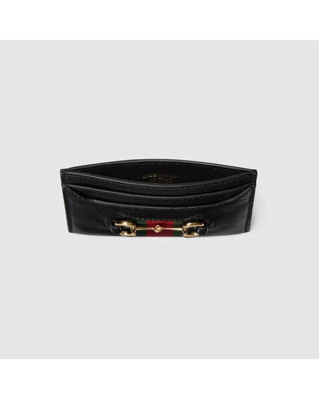 Gucci Black Horsebit Web Kartenetui