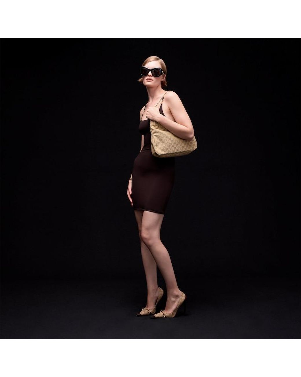 Gucci Natural Lady Lunetta Chain Medium Shoulder Bag