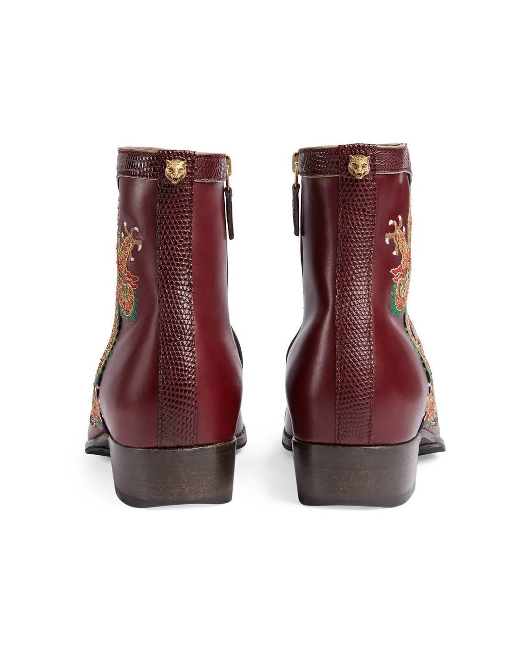Gucci Leather Boot With Dragon for Men Lyst
