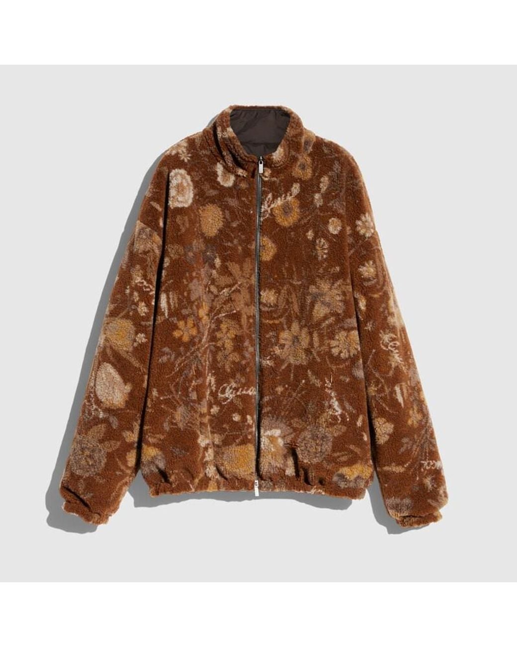 Gucci Brown Reversible Flora Fleece Jacket
