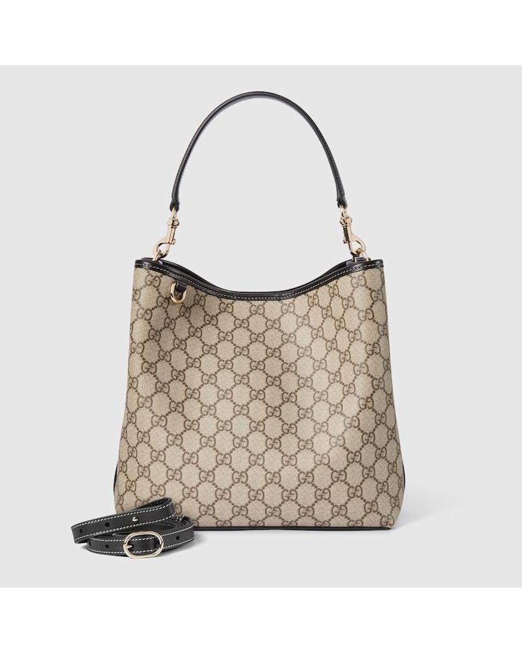 Gucci Brown Gg Emblem Medium Bucket Bag, Gg Canvas